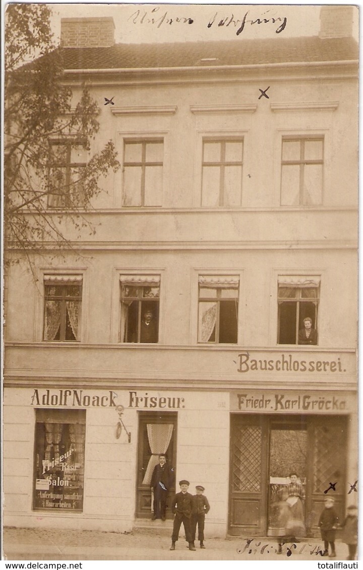 LÜBBEN Friseur Adolf Noack Bauschlosserei Fr Karl Gröcko Original Fotokarte Gelaufen  Als Soldatenkarte 23.3.1909 N Metz - Lübben (Spreewald)