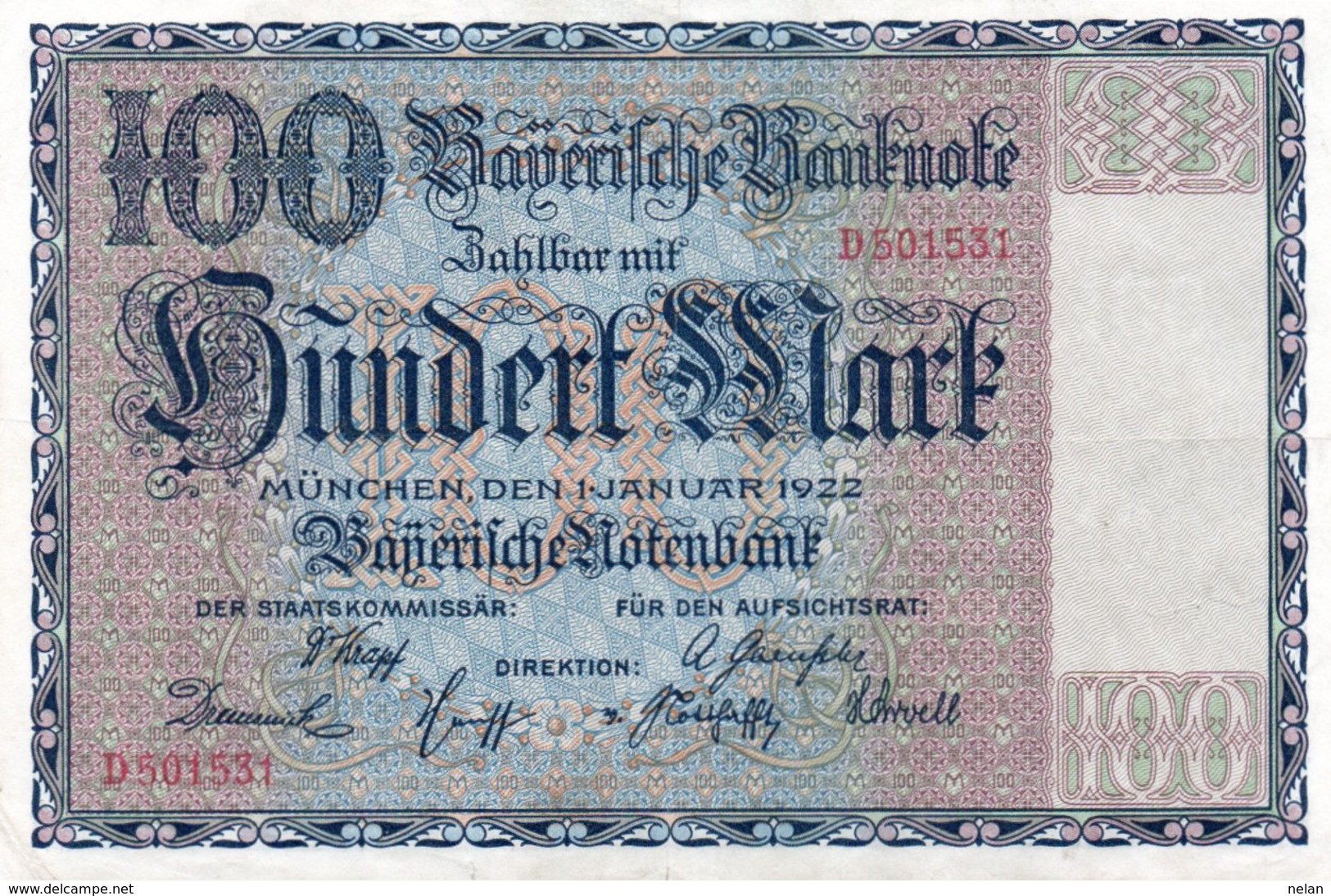 GERMANIA 100 MARK 1922-Bayerische Notenbank--P-S923   AUNC - 100 Mark