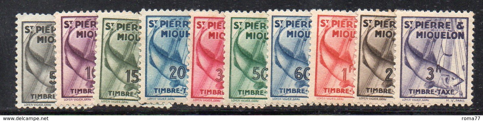 APR2896 - ST PIERRE MIQUELON 1938, Segnatasse Yvert N. 32/41  *  Linguella (2380A) - Segnatasse