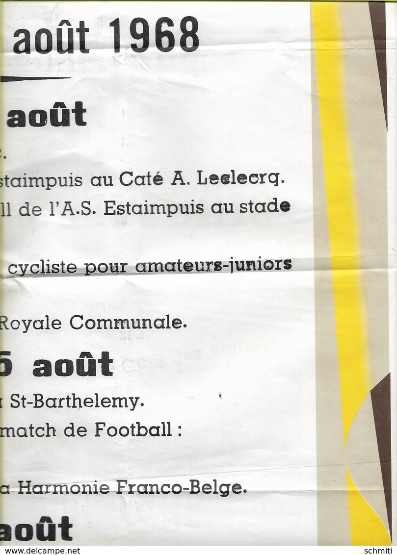 -Affiche Tabac St.Michel-Commune D'ESTAMPUIS,Ducasse Des 24,25,26/08/1968-Jeu De Boules/ - Plakate