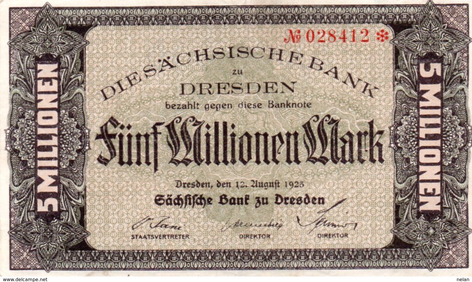 GERMANIA 5000000 MARK 1923-Sachsische Bank-Bank Of Saxony DRESDEN-P-S964  AUNC - Ohne Zuordnung