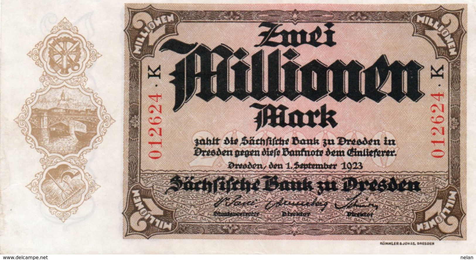 GERMANIA 2000000 MARK 1923-Sachsische Bank-Bank Of Saxony DRESDEN-P-S963  AUNC - Zonder Classificatie