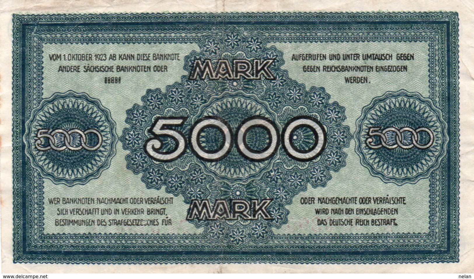 GERMANIA  5000 MARK 1923-Sachsische Bank-Bank Of Saxony DRESDEN-P-S957  XF - Ohne Zuordnung