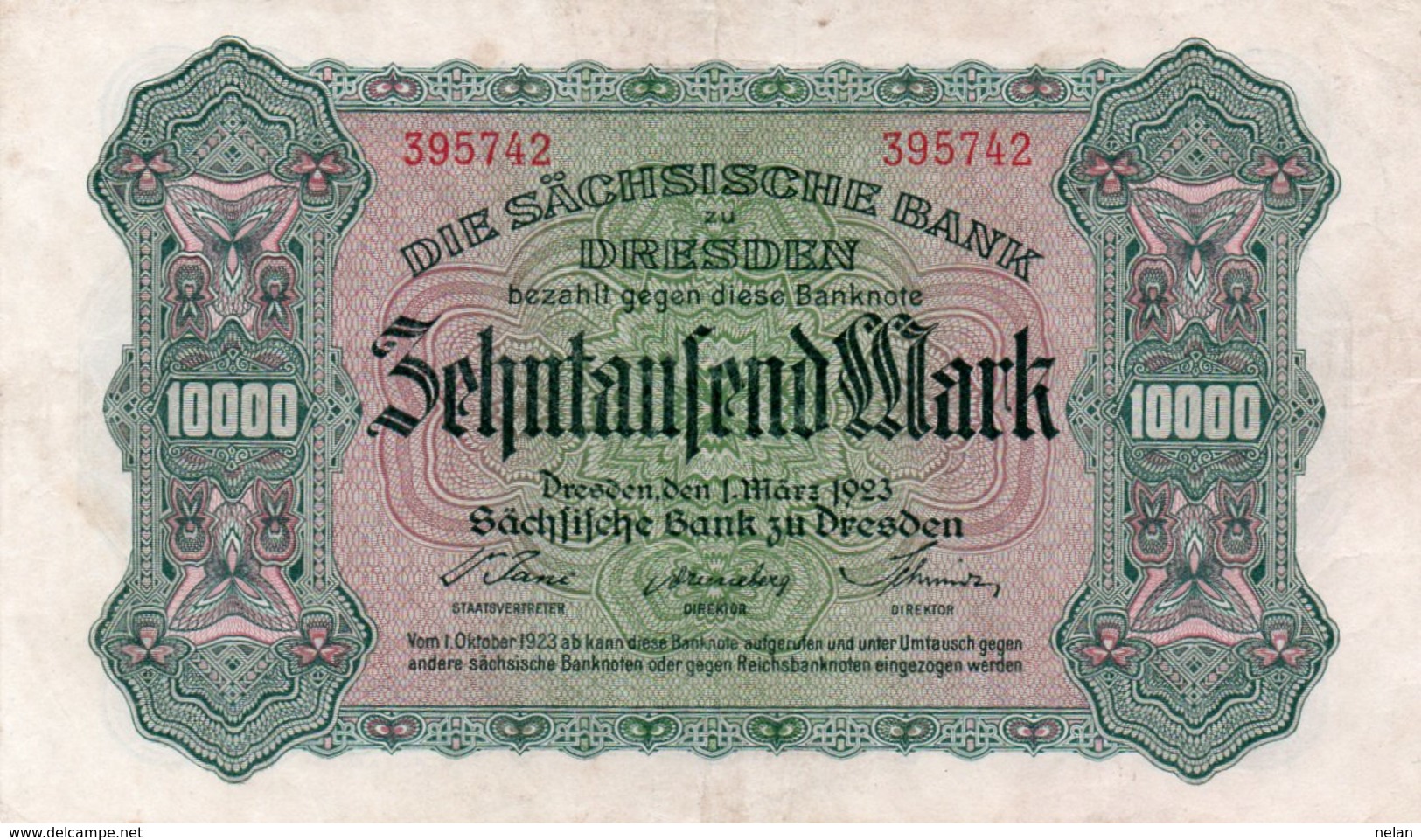 GERMANIA  10000 MARK 1923-Sachsische Bank-Bank Of Saxony DRESDEN-P-S958  XF+ - Ohne Zuordnung