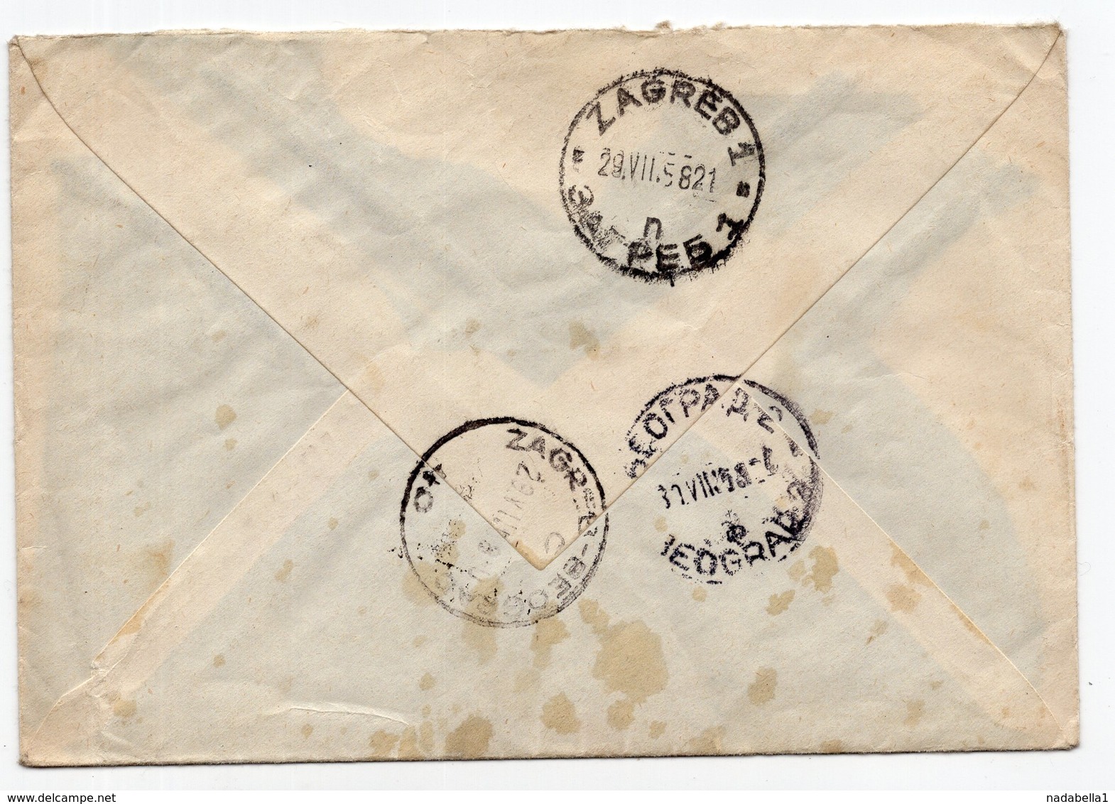 1958 YUGOSLAVIA,CROATIA,ZAGREB TO BELGRADE,TPO 40 ZAGREB-BEOGRAD AT THE BACK,STATIONERY COVER,DARK BLUE INSIDE - Postal Stationery