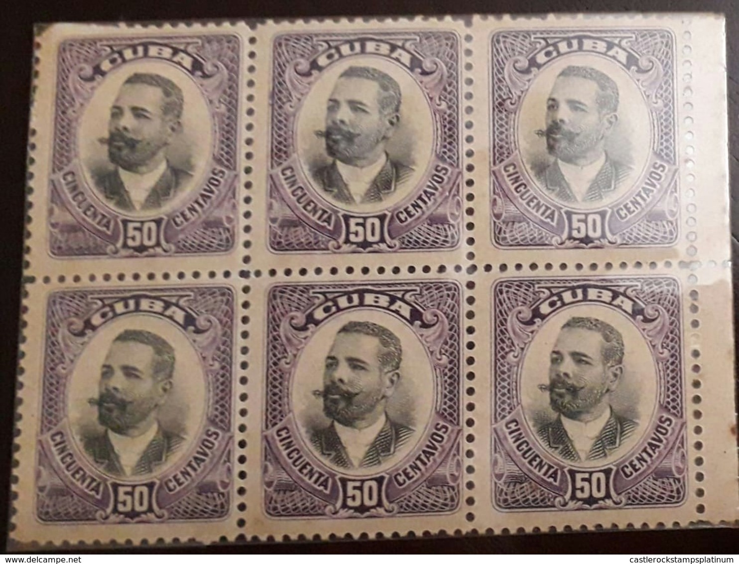 O) 1910 CUBA - CARIBBEAN, MAJ. GEN. ANTONIO MACEO,  SC 245 50c Lilac, TONE, XF - Ongebruikt