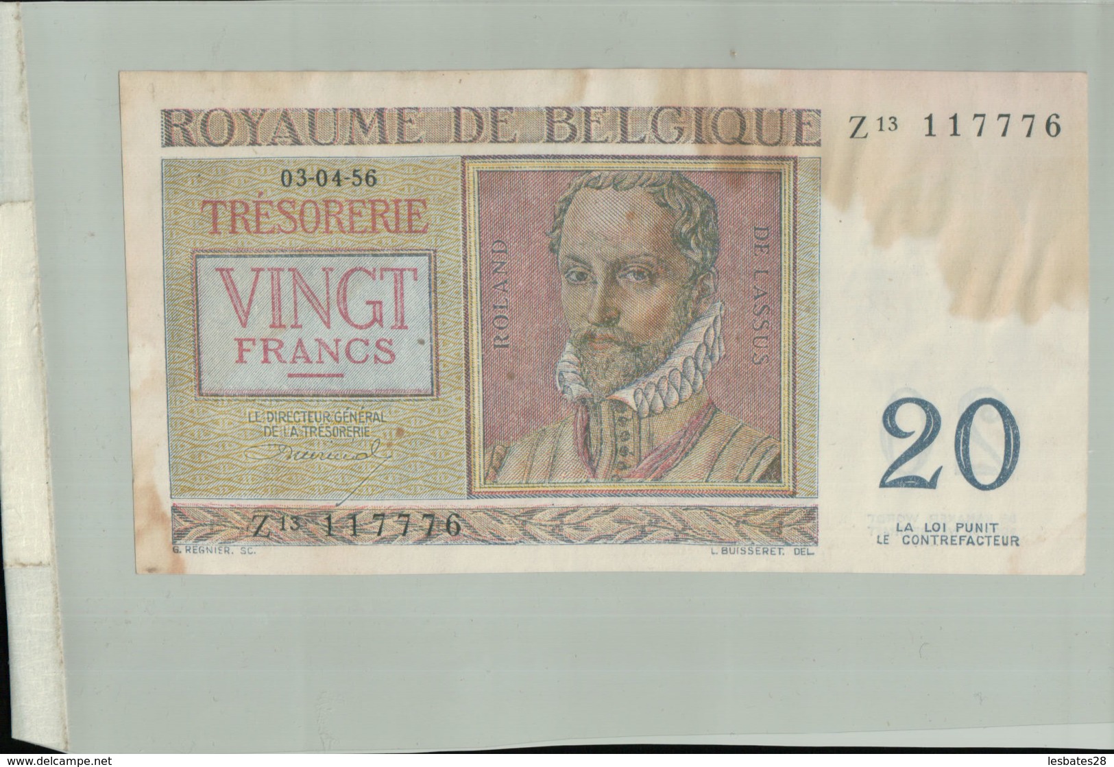 BILLET Banque ROYAUME DE BELGIQUE 20 FRANCS  -Janv 2020  Clas Gera - Autres & Non Classés