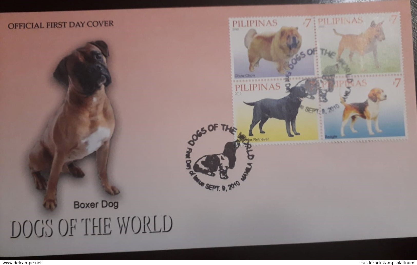 O) 2010 PHILIPPINES, DOG OF THE WORLD - CHOW CHOW - BULLT -  RETRIEVER - BEAGLE, FDC XF - Philippines