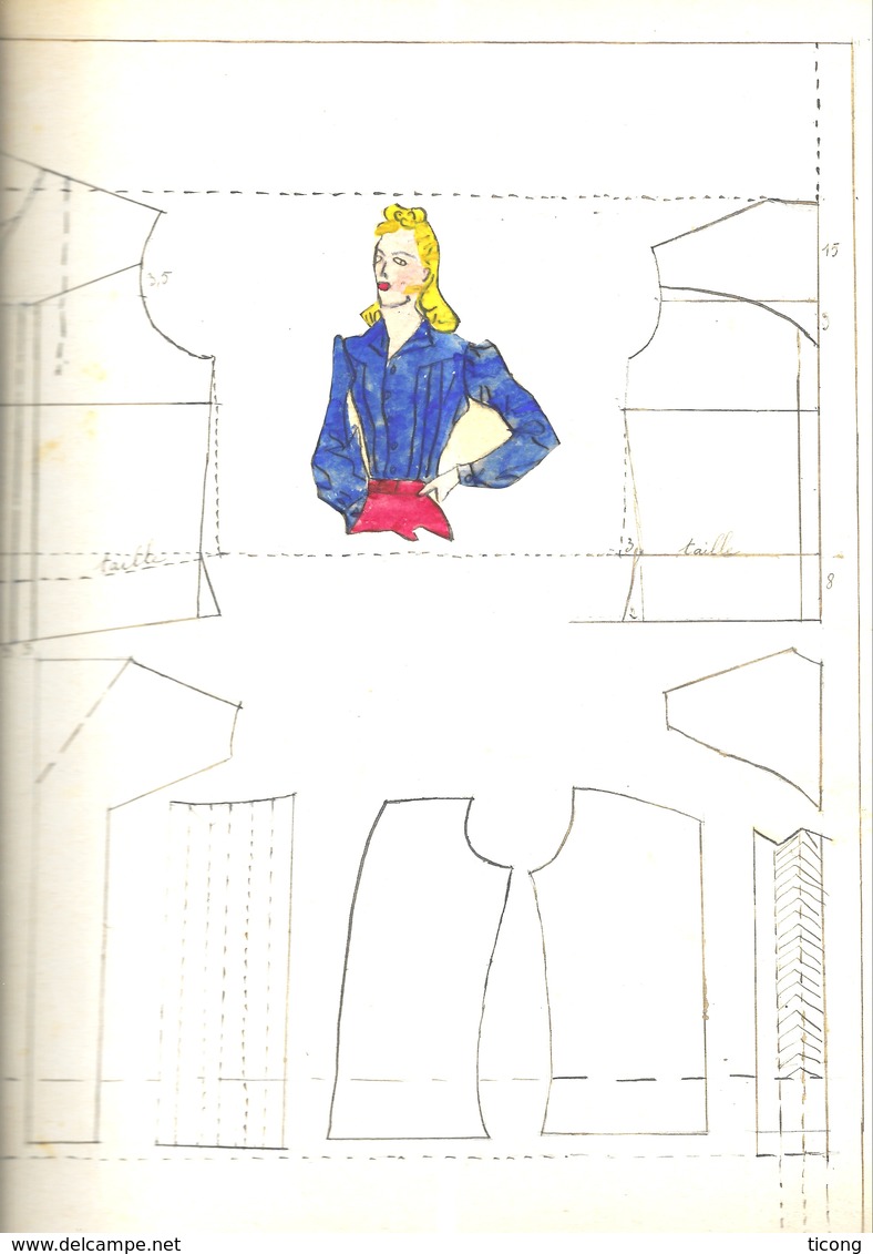 MODE, COUTURE, CAHIER DE DESSINS DES ANNEES 40, EQUIPE DES ABEILLES, VOIR LES SCANNERS