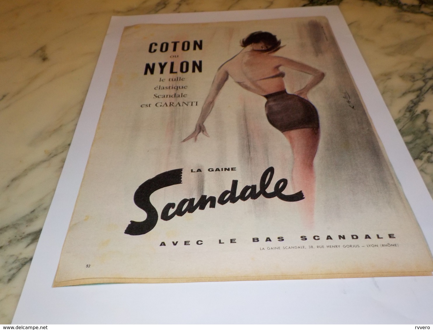 ANCIENNE  PUBLICITE COTON NYLON SCANDALE  1958 - Autres & Non Classés
