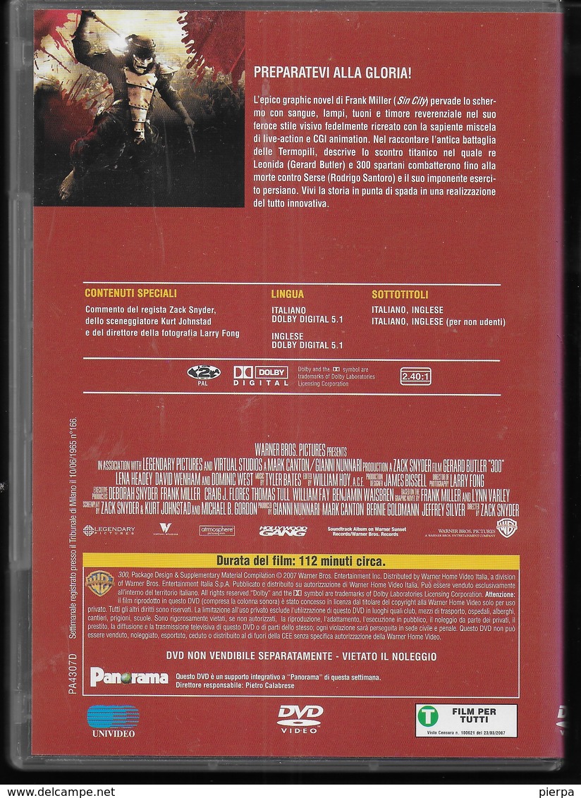 DVD - 300 - LINGUA ITALIANA, INGLESE  - DOLBY DIGITAL 5.1 - Histoire