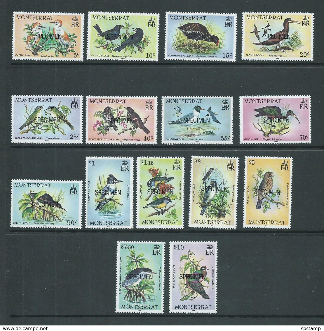 Montserrat 1984 Bird Definitive Set 15 Specimen Overprints MNH - Montserrat