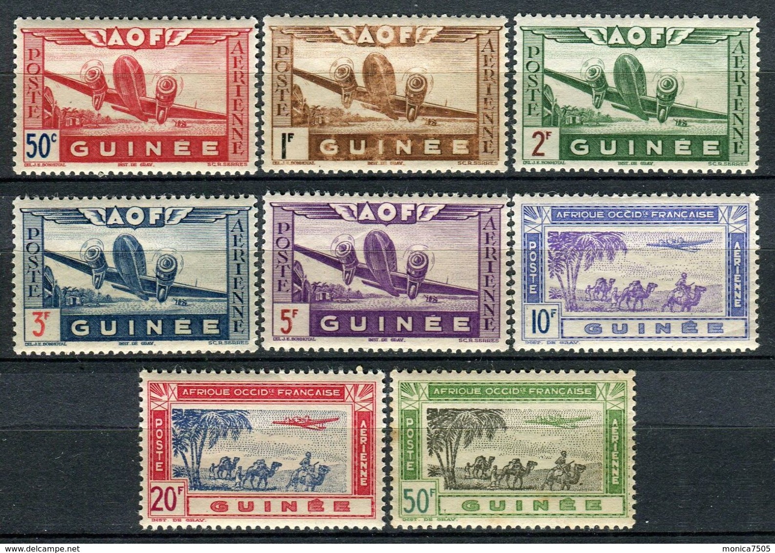 GUINEE ( AERIEN ) : Y&T N°  10/17  TIMBRES  NEUFS  AVEC  TRACE  DE  CHARNIERE , A  VOIR . - Ungebraucht