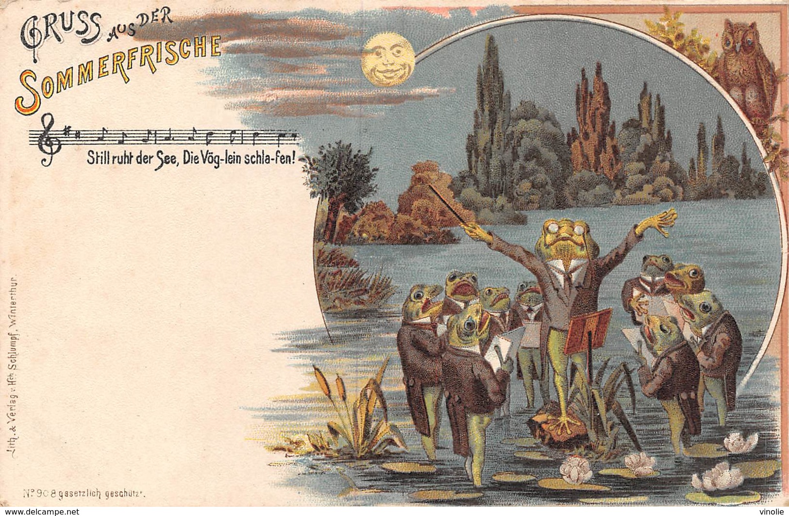 20-1404 : GRUSS AUS DER SOMMERFRISCHE. GRENOUILLES. CHORALE. CHEF DE CHOEURS. - Risch-Rotkreuz