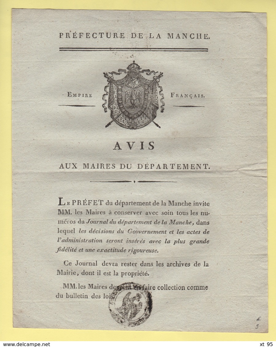 Prefet De La Manche - Avis Uax Maires - Consrvation Du Journal Du Departement De La Manche - Documents Historiques