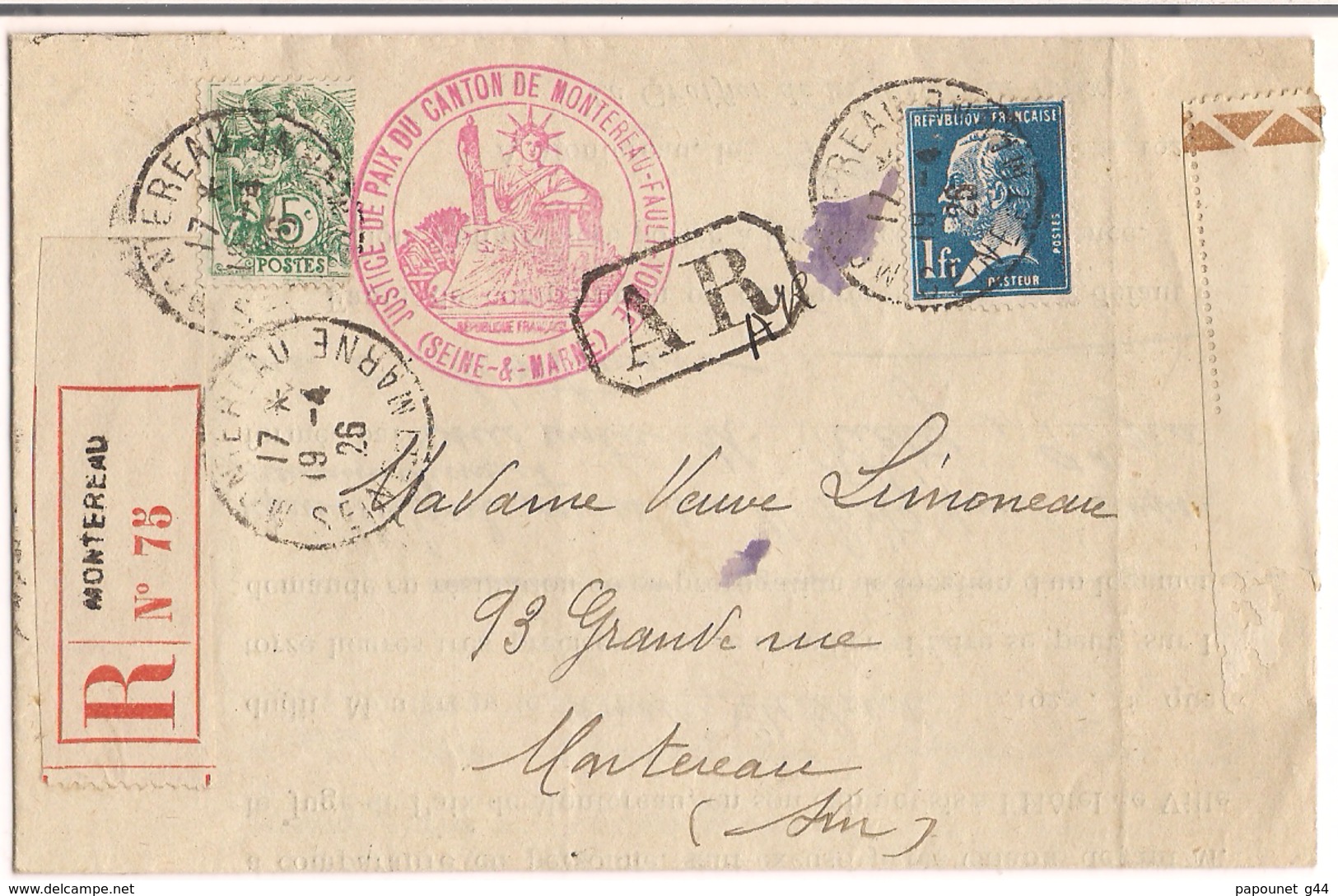 Lettre Recommandée Montéreau 1926 - Covers & Documents