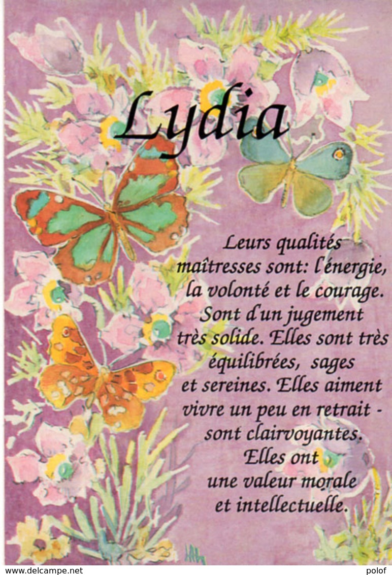 LYDIA   - Aquarelle De Lydie Lechner - Papillons (2502 ASO) - Prénoms
