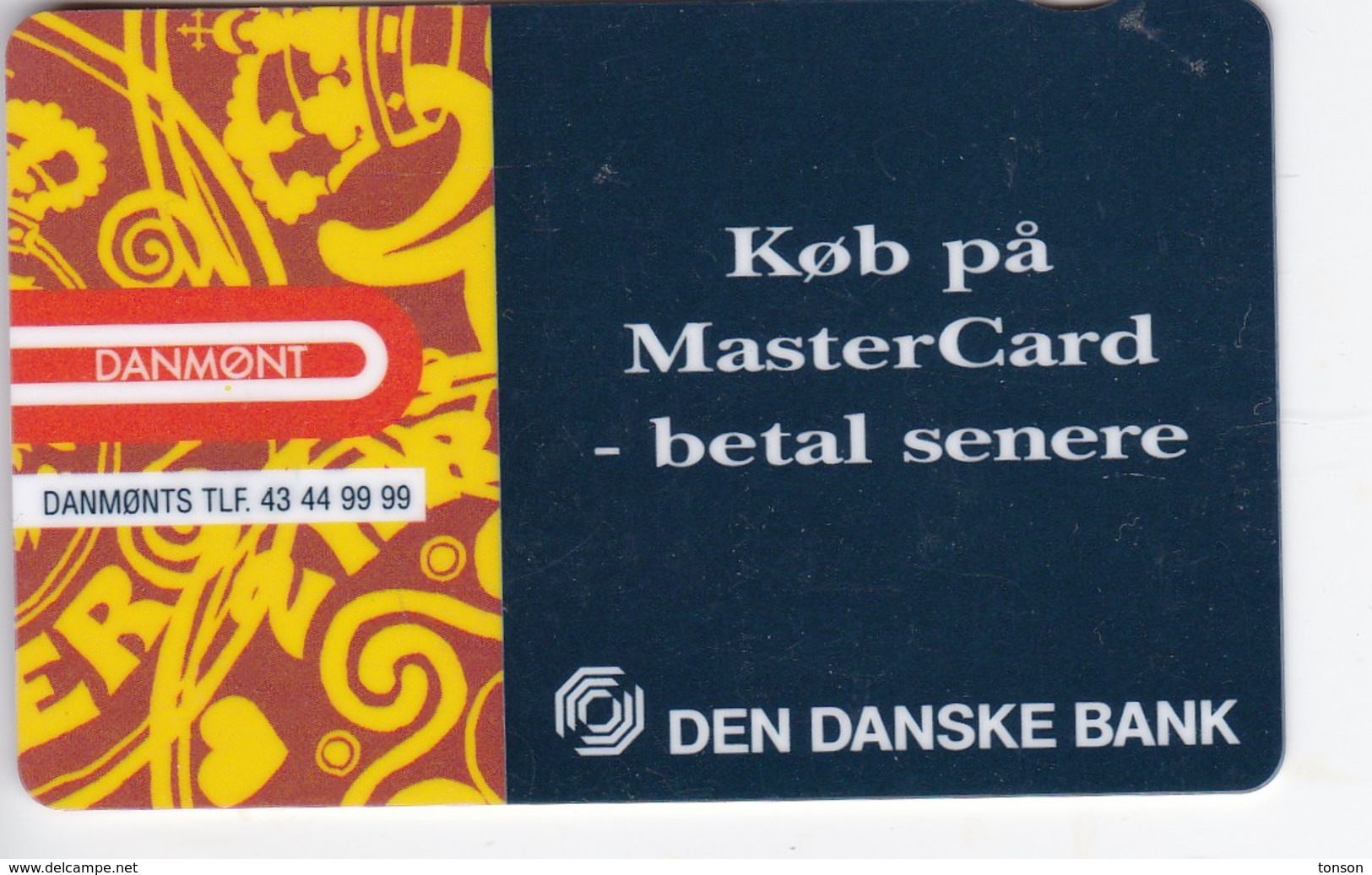 Denmark, DD 039d, Coins (yellow) Mastercard, Only 2000 Issued, 2 Scans. - Danemark