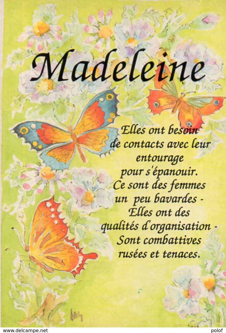 MADELEINE   - Aquarelle De Lydie Lechner - Papillons (2503 ASO) - Prénoms
