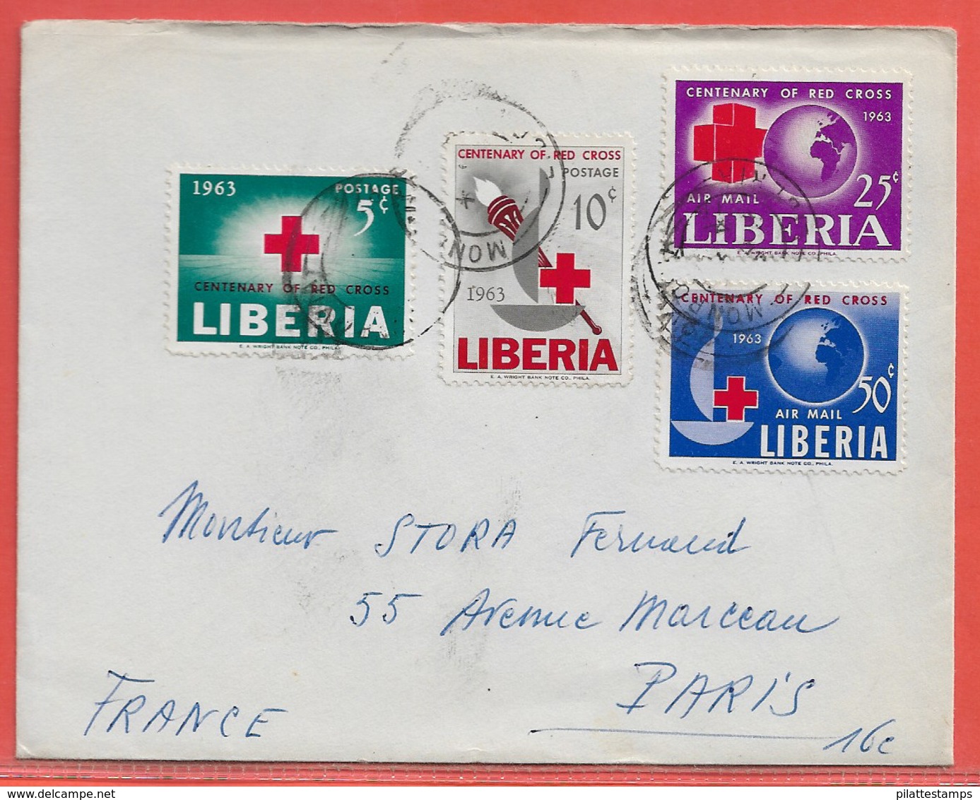 LIBERIA LETTRE DE MONROVIA DE 1963 POUR PARIS FRANCE CROIX ROUGE - Liberia