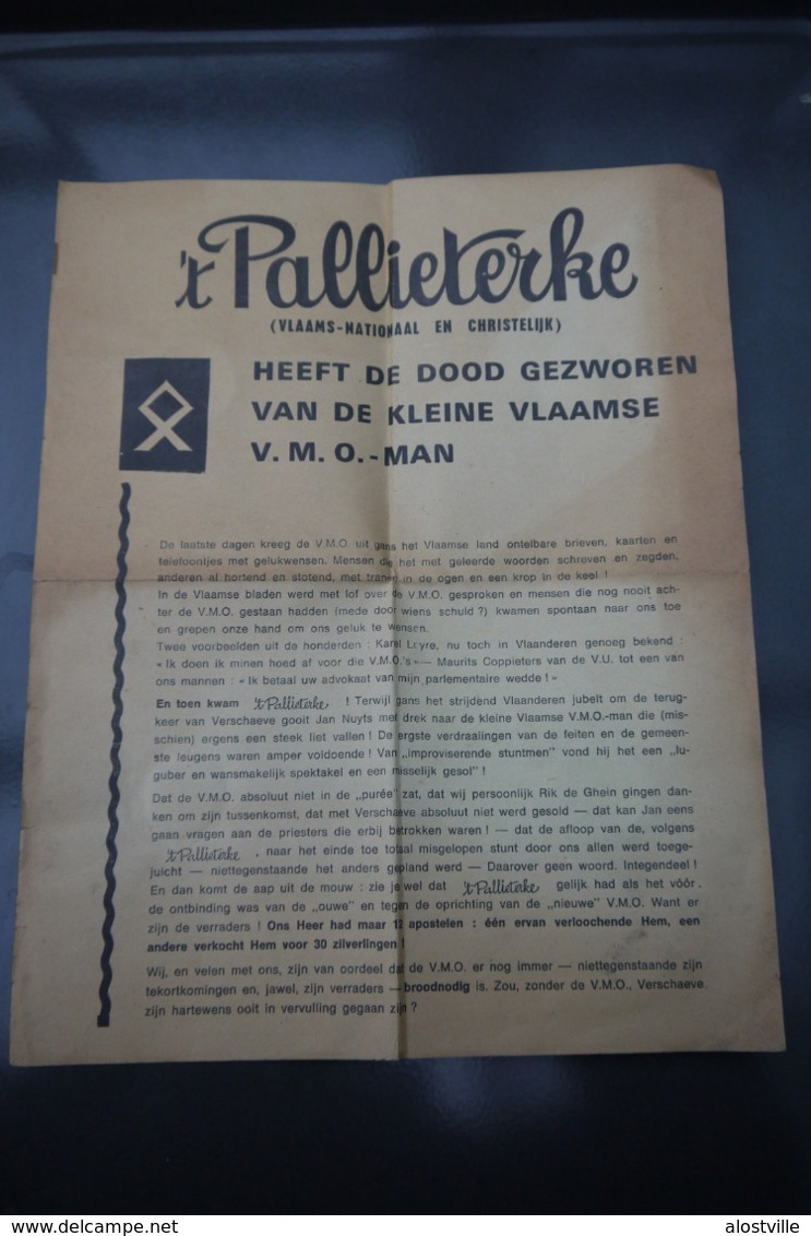 Vlaams Nationalisme Pallieter Contra VMO  Pamflet - Documents Historiques