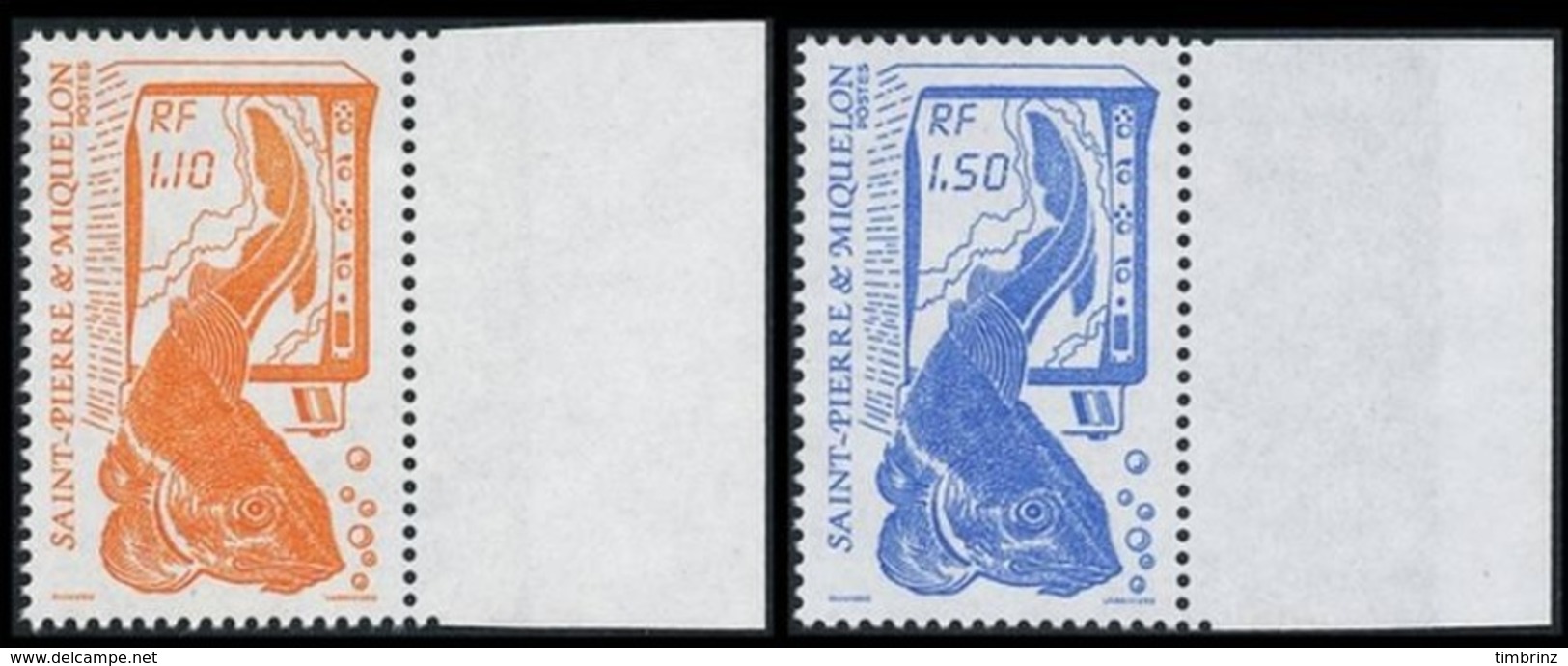 ST-PIERRE ET MIQUELON 1987 - Yv. 480 Et 481 ** SUP Bdf  Faciale=0,38 EUR - La Pêche 1f10 Et 1f50 ..Réf.SPM10362 - Unused Stamps