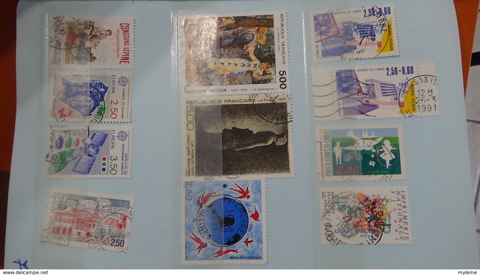 B369 Bon lot de timbres de France avec oblitérations rondes. Très sympa !!!