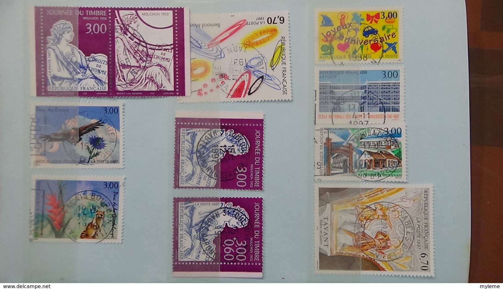 B370 Bon lot de timbres de France avec oblitérations rondes. Très sympa !!!