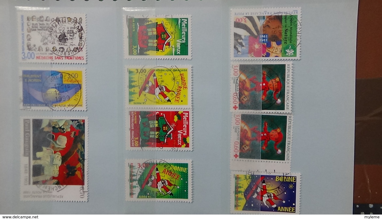 B371 Bon lot de timbres de France avec oblitérations rondes. Très sympa !!!