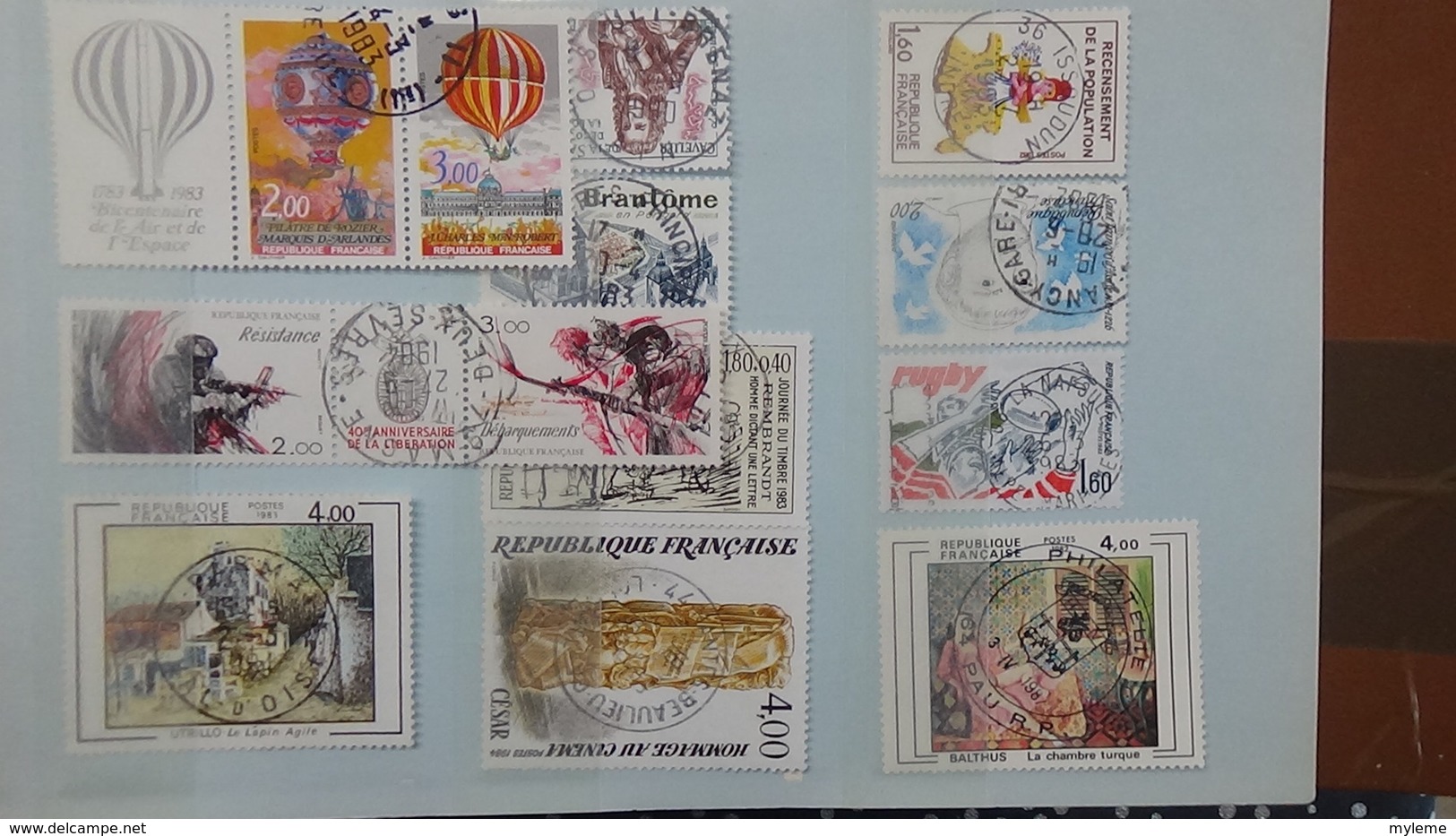 B371 Bon lot de timbres de France avec oblitérations rondes. Très sympa !!!