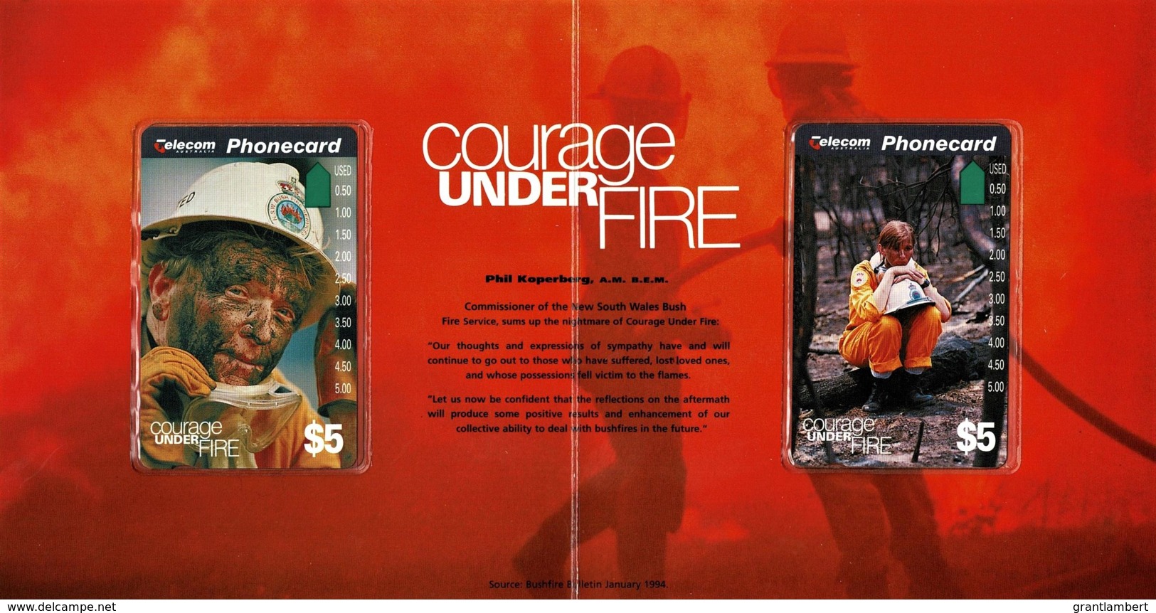 Australia - Courage Under Fire, Bushfire Limited Edition Phonecard Pack - Australia