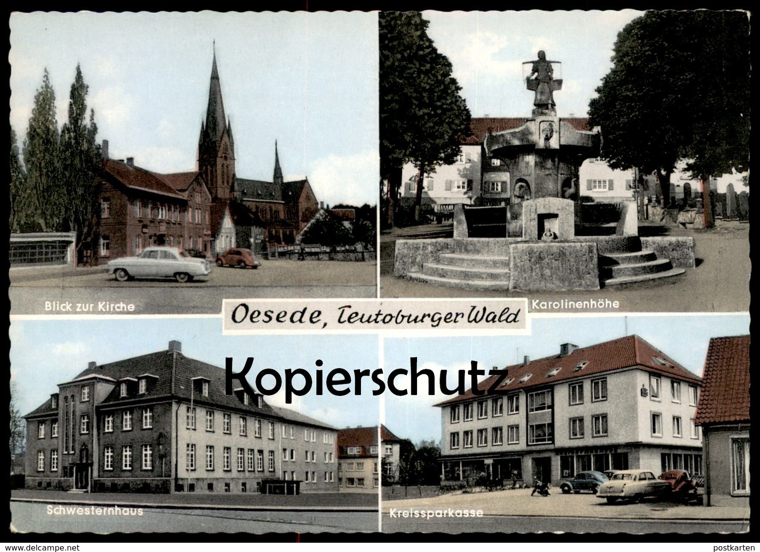 ALTE POSTKARTE OESEDE GEORGSMARIENHÜTTE SCHWESTERNHAUS KAROLINENHÖHE SPARKASSE VW KÄFER Ansichtskarte Postcard Cpa AK - Georgsmarienhuette