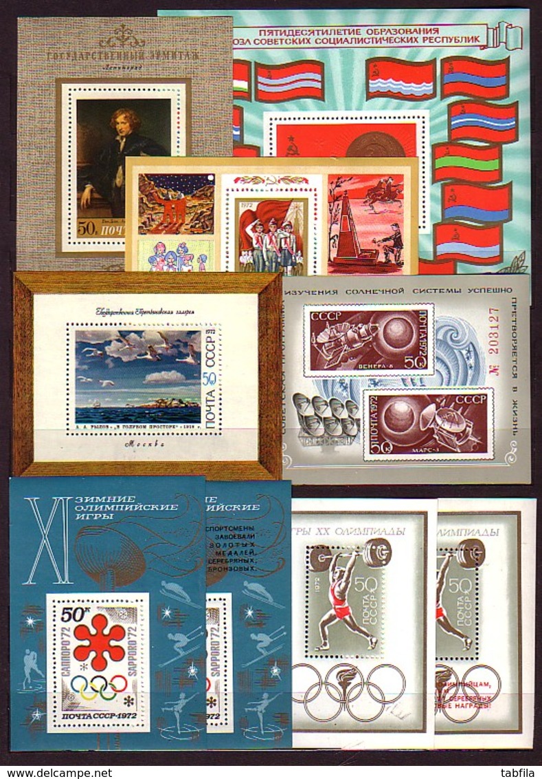 RUSSIA - 1972 - Comp. - Mi 3972/4081(sans 3988/92,3987,4061,69,79) + Bl 74/82 + 3 Bl Souv. + 6 PF Mi 80.00EU - Años Completos