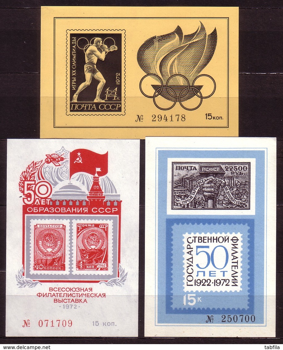 RUSSIA - 1972 - Comp. - Mi 3972/4081(sans 3988/92,3987,4061,69,79) + Bl 74/82 + 3 Bl Souv. + 6 PF Mi 80.00EU - Années Complètes