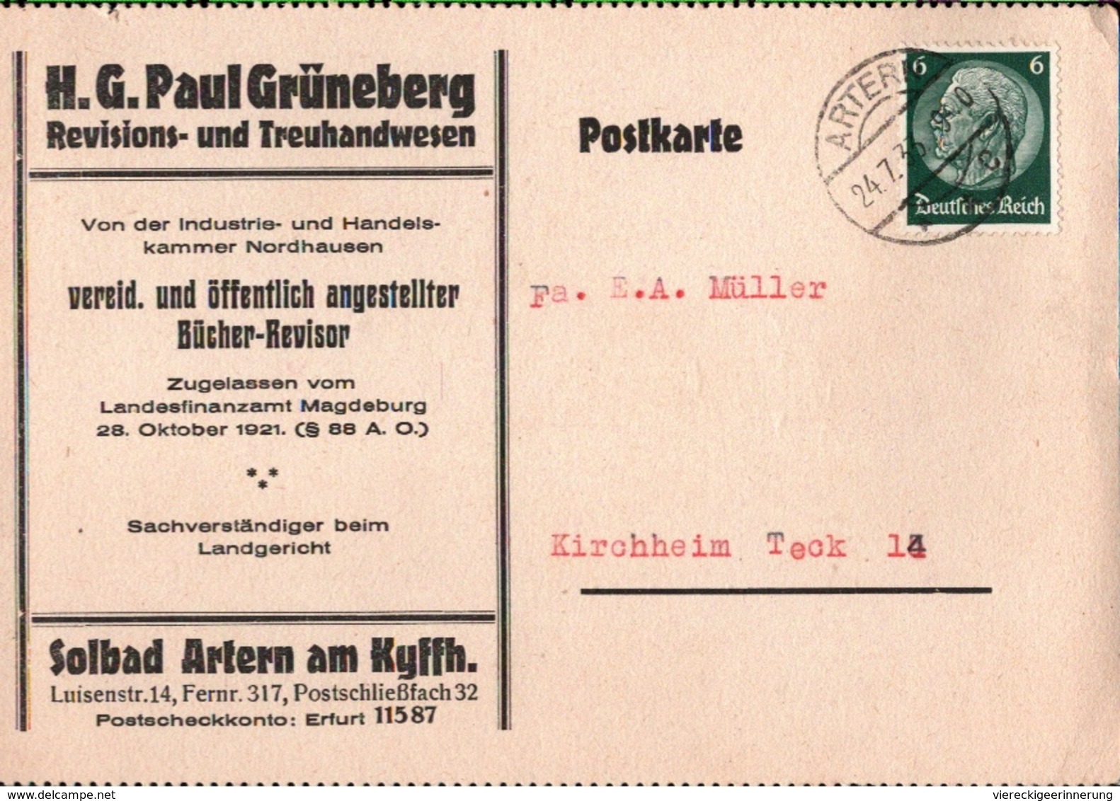 ! 2 Belege 1933-34 Aus Artern - Storia Postale