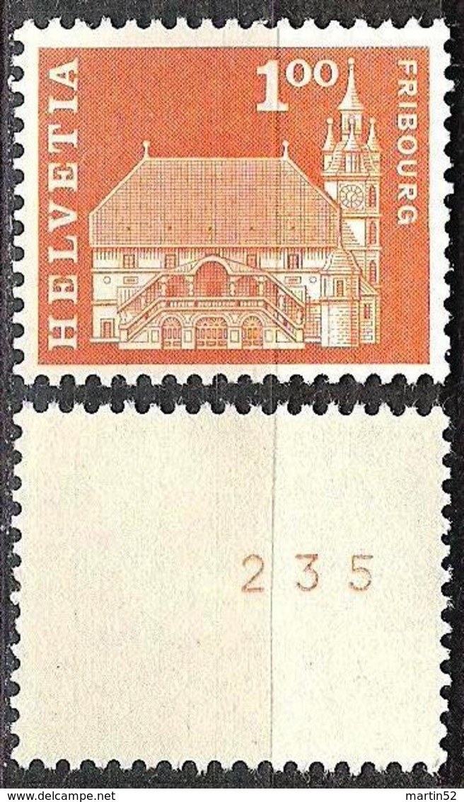 Schweiz Suisse 1967: ROLLENMARKE MIT NUMMER "225" Zumstein-Nr 369RLM Michel-Nr.710yR ** MNH (Katalogpreis CHF 35.00) - Coil Stamps