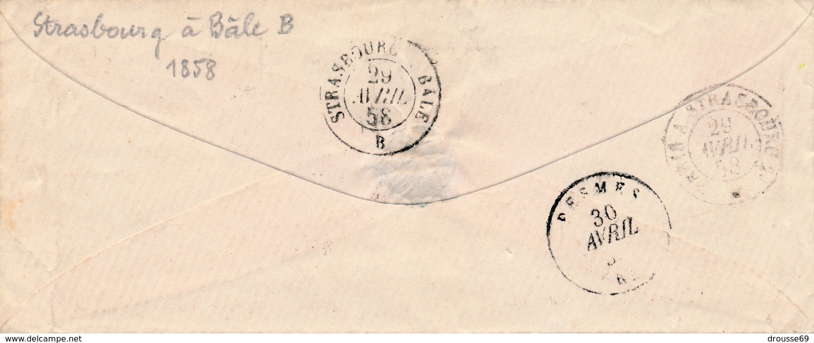 Enveloppe Avec 20 C Bleu N° 14 Obl Pc 554 (Bruyères-en-Vosges) Taxée TB. - 1853-1860 Napoléon III
