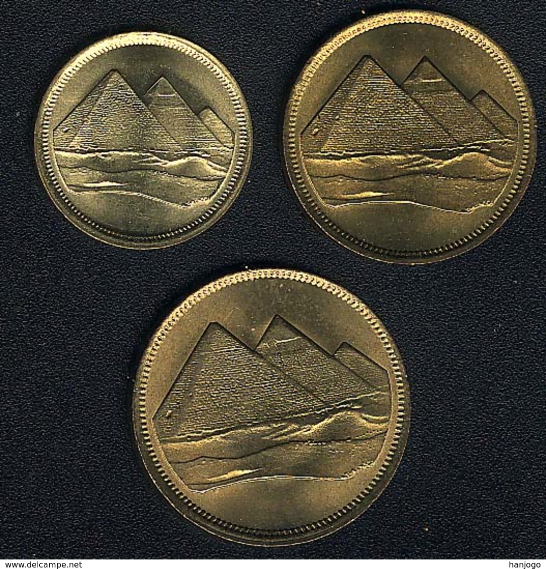 Aegypten, Lot 1984: 1+2+5 Piastre(s) 1984, Pyramiden, UNC - Aegypten