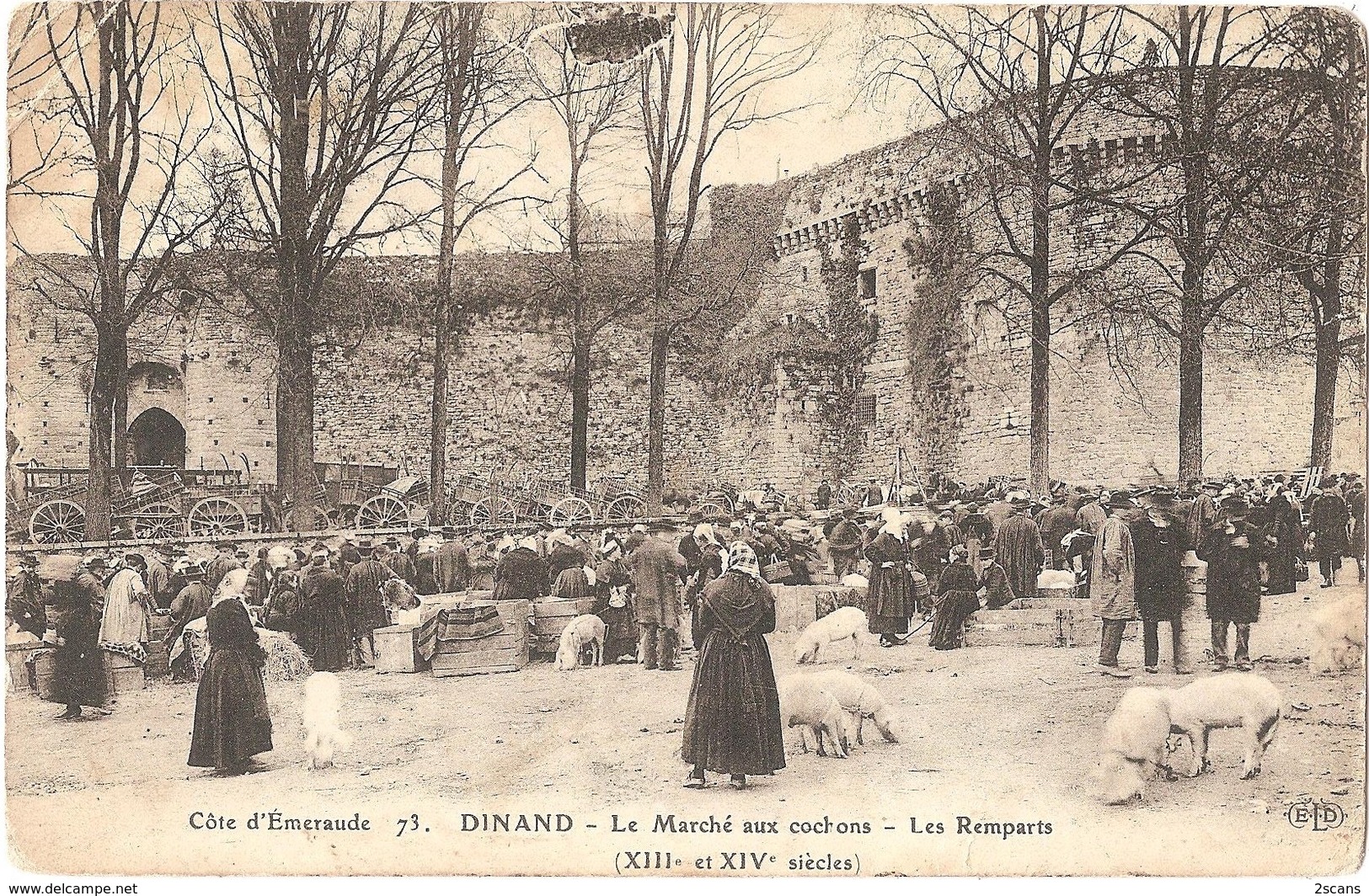 Dépt 22 - DINAN - Le Marché Aux Cochons - Les Remparts - (ELD N° 73) - Dinand - PORCS - Dinan