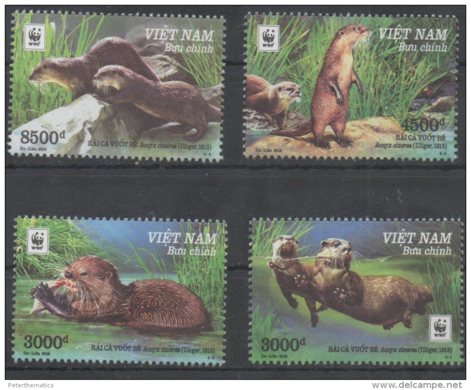 VIETNAM , 2016, MNH, WWF, OTTERS,  4v - Other & Unclassified