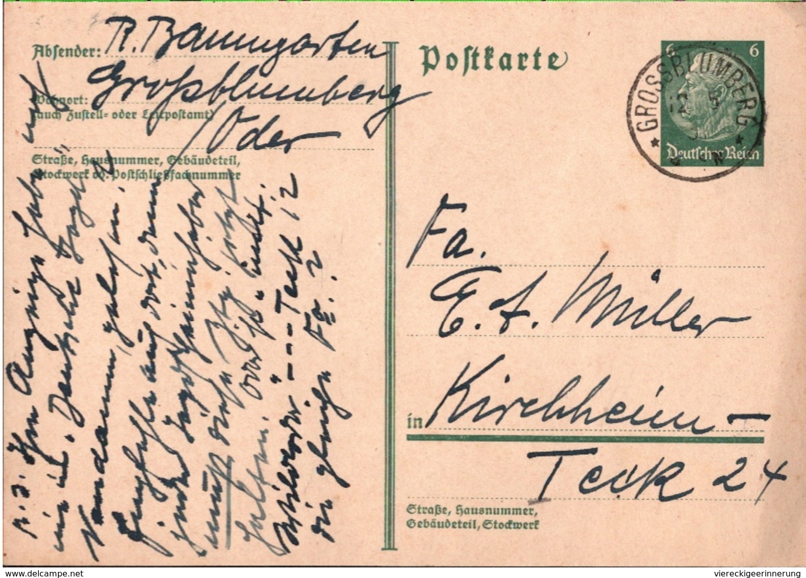 ! 1 Beleg 1934 Aus Grossblumberg An Der Oder, Einkreisstempel - Lettres & Documents