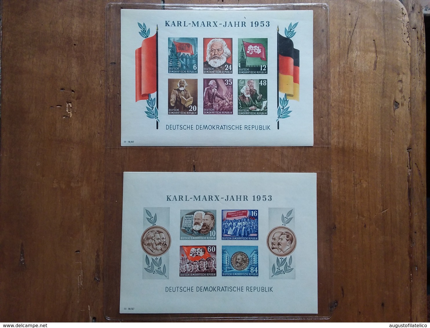 GERMANIA DDR 1953 - Anno Di Karl Marx  - 2 BF Nn. 8B/9B Nuovi ** (punti Di Ruggine) + Spedizione Raccomandata - Ongebruikt