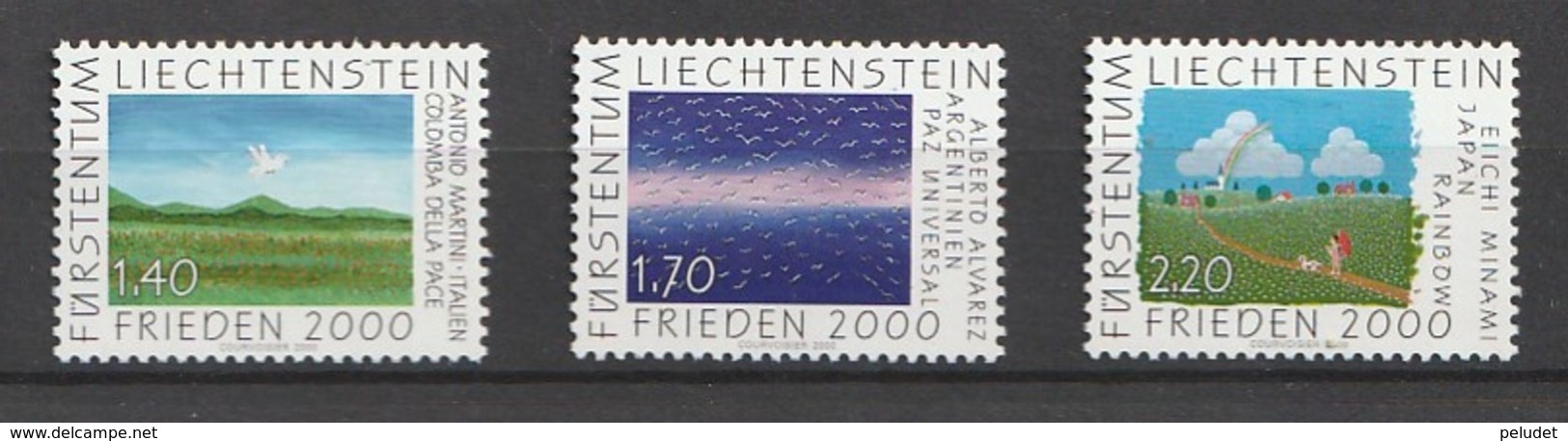 Liechtenstein 2000, Mouth Or Feeth Painters 3v MNH Mi 1238-0, Sn 1182-4, Yt 1179-1, Sg 1224-6, Zum 1181-3 - Nuevos