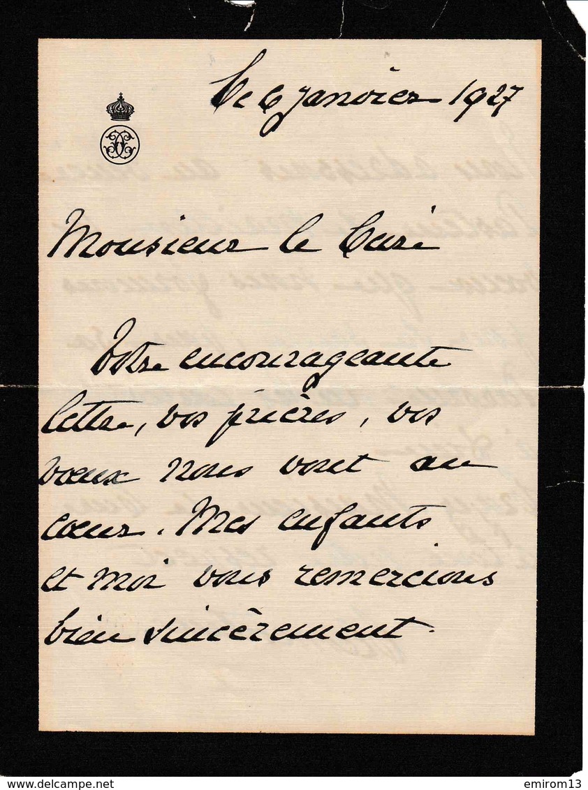 Princesse Clémentine De Belgique LAC Du Château De Ronchinne Au Pasteur De Maillen En 1927 Femme De Victor Napoléon - Documents Historiques