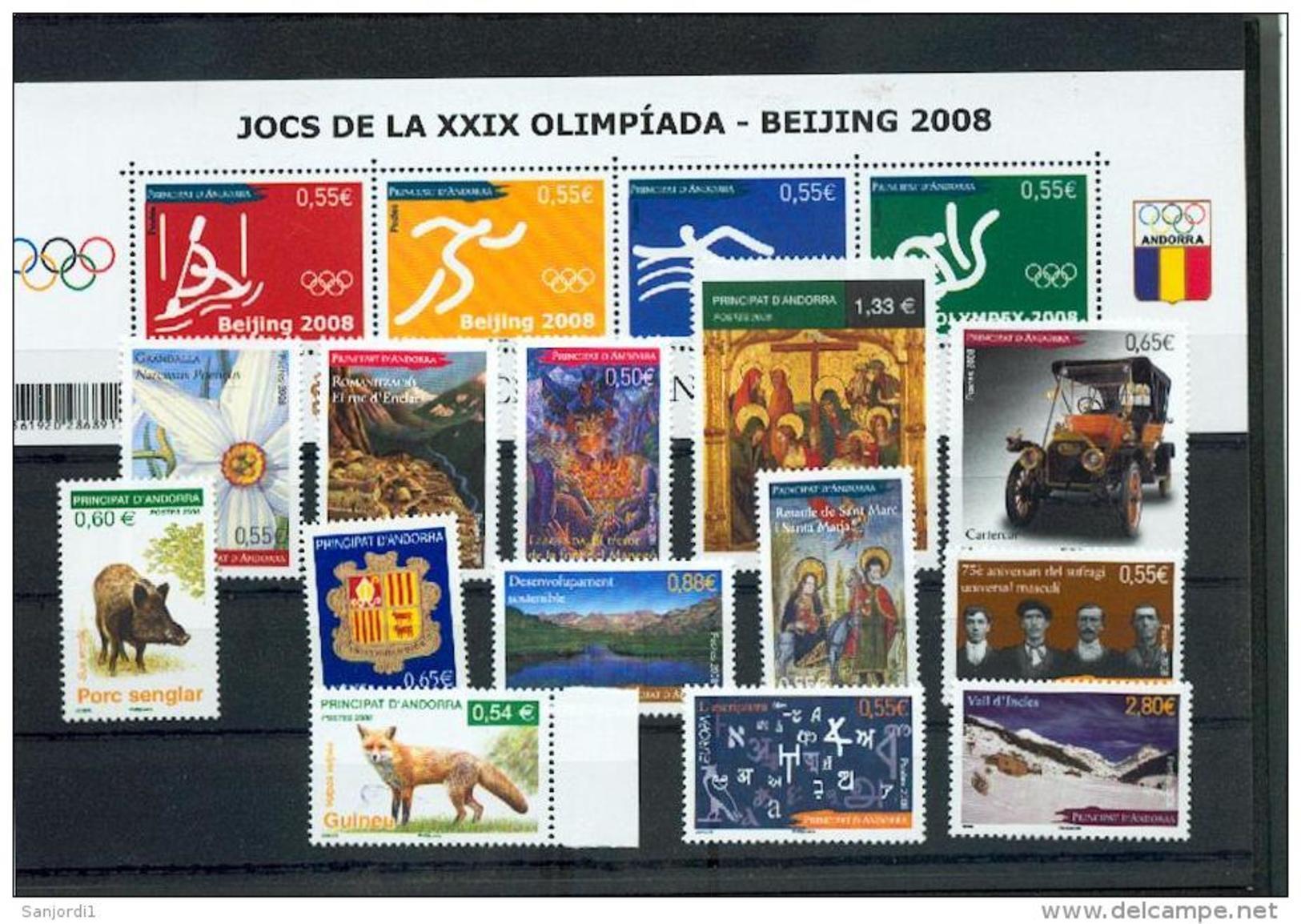 Andorre Française 2008 Année Complète Neuf ** TB MNH Sin Charnela Faciale 13.2 - Ganze Jahrgänge