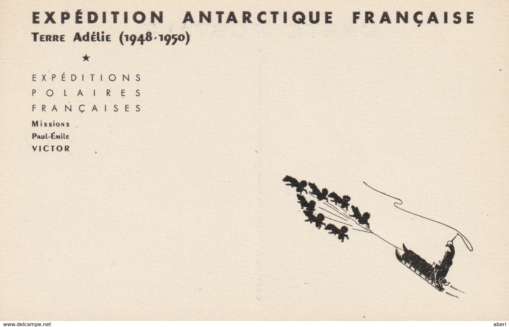 13188 EXPÉDITION ANTARCTIQUE FRANÇAISE - Mission PAUL EMILE VICTOR TERRE ADÉLIE 1948/50 - ...-1955 Préphilatélie