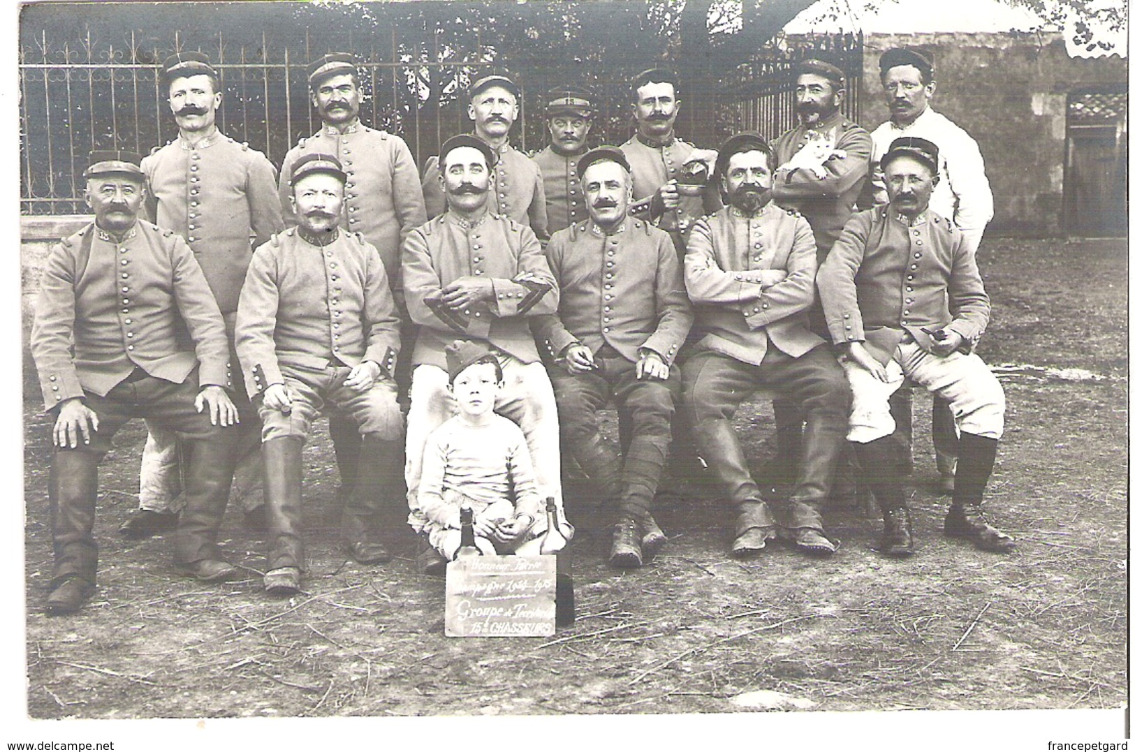 Soldats 15° Chasseur Campagne 1914-1915 Biard Avec Enfant - Oorlog 1914-18