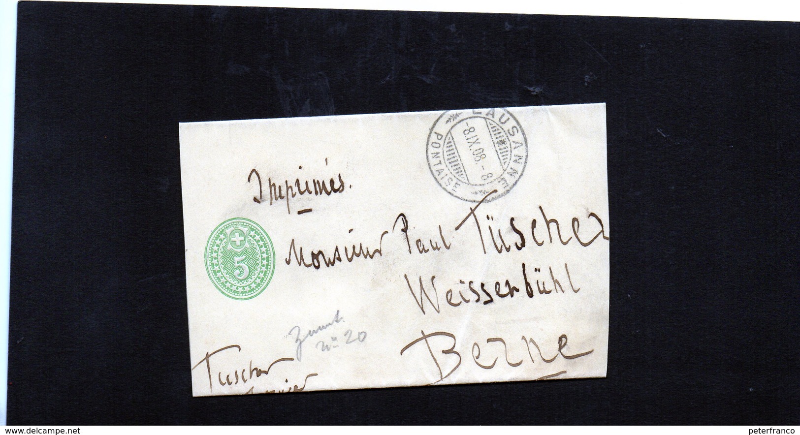 CG6 - Svizzera - Annullo Su Lettera Da Lausanne 8/9/1908 Per Berne - Postmark Collection