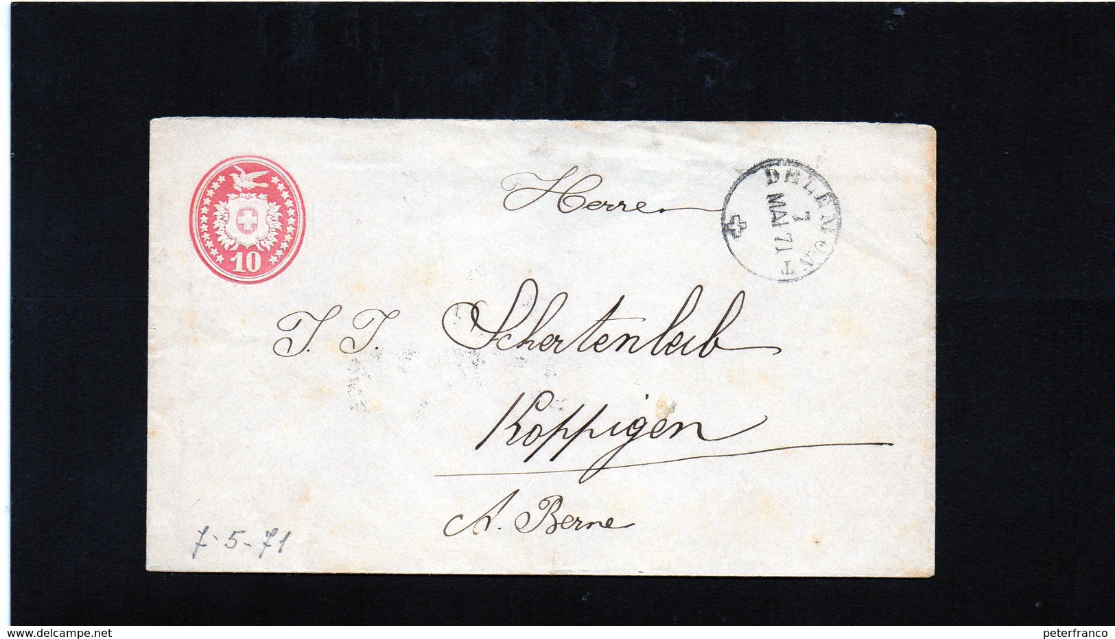 CG6 - Svizzera - Annullo Su Lettera Da Delemont 7/5/1871 Per Koppingen - Postmark Collection