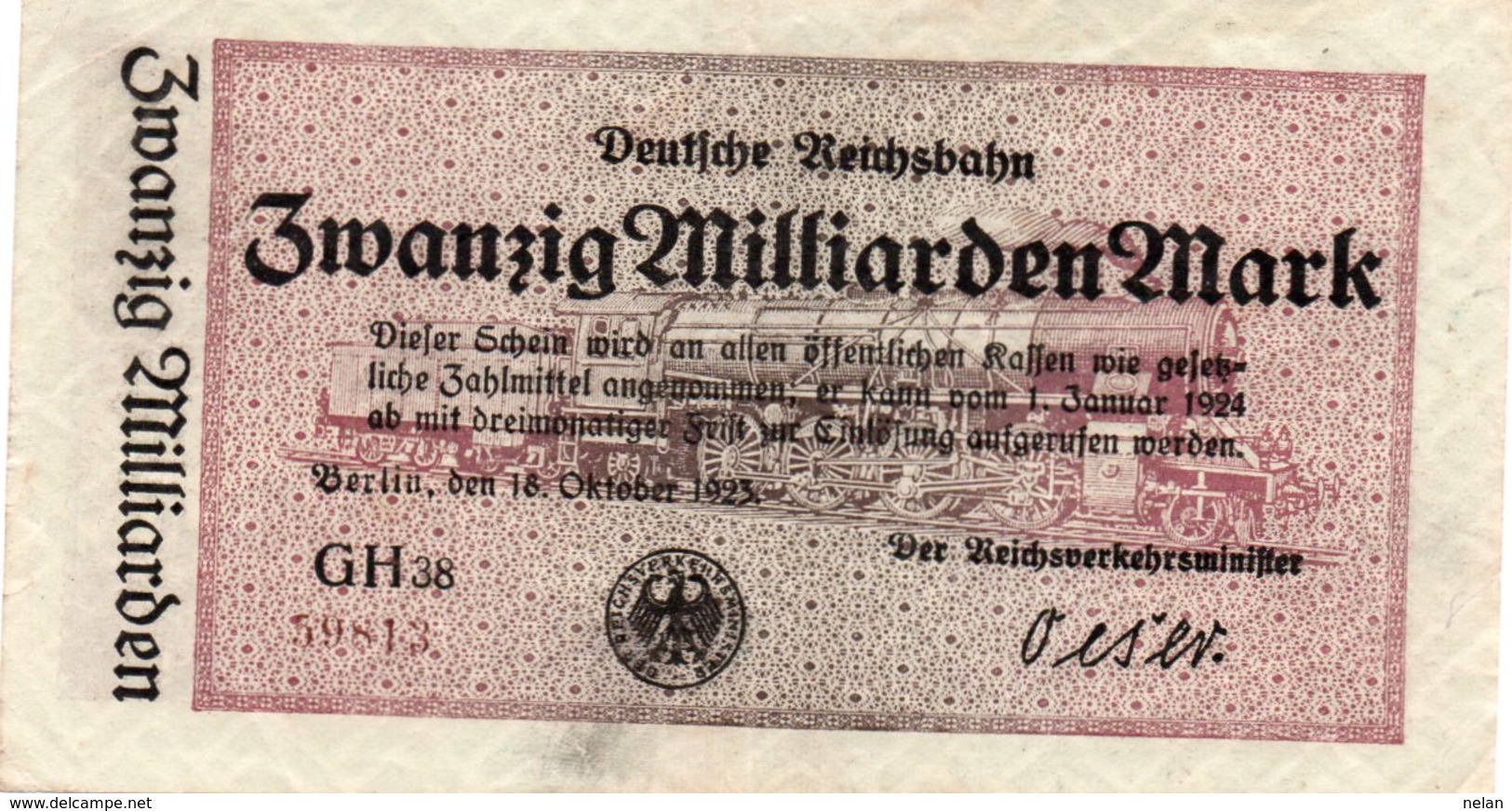 GERMANIA  20 MILLIARDEN MARK 1924 P-S1022 - 20 Milliarden Mark